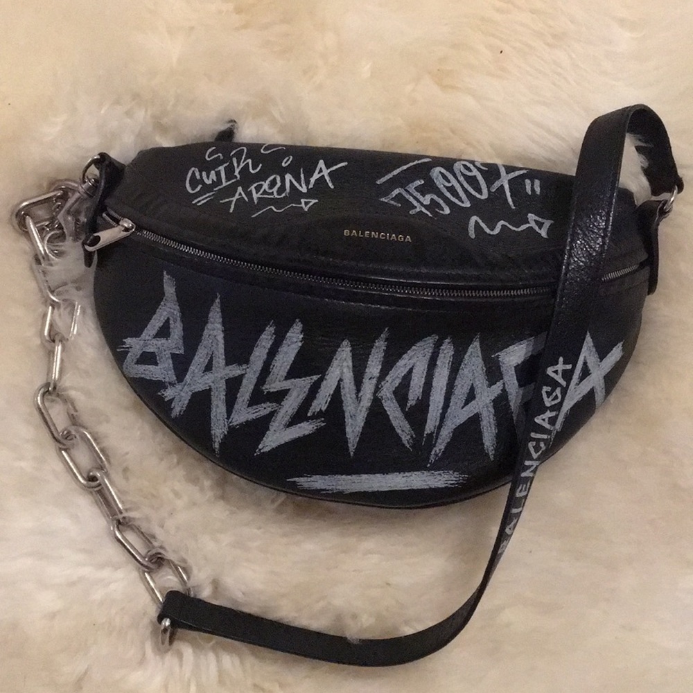 Balenciaga souvenir graffiti belt bag